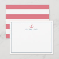 Roze Anchor Stationery Note Kaart