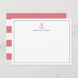 Roze Anchor Stationery Note Kaart Notitiekaartje