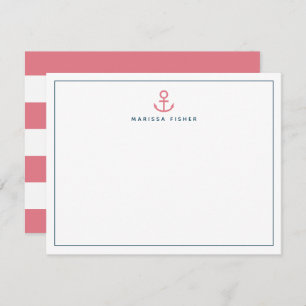Roze Anchor Stationery Note Kaart Notitiekaartje