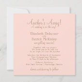 Roze Anchor Stripes Nautical Wedding Invitation Kaart (Achterkant)