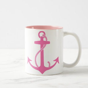Roze Anchor Tweekleurige Koffiemok