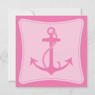 Roze Anchor-uitnodigingen Kaart