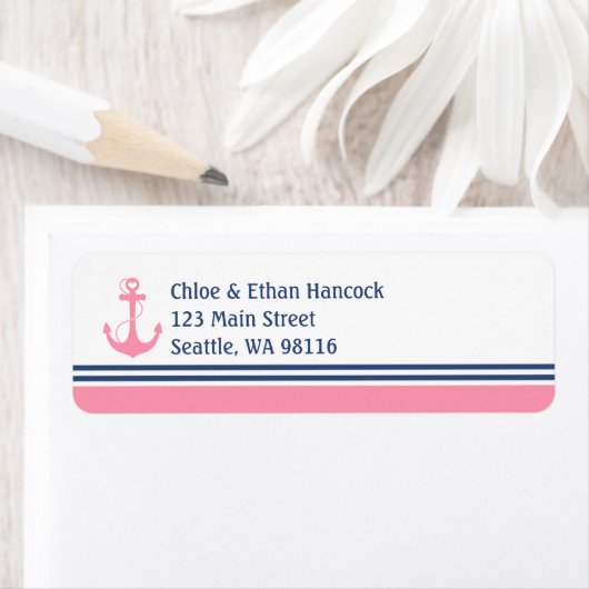 Roze anchor voor neautisch hart etiket (Insitu)