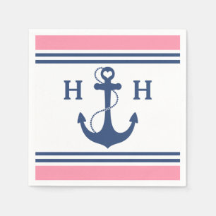 Roze anchor voor neautisch hart servet
