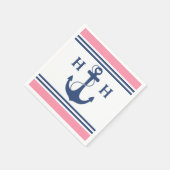 Roze anchor voor neautisch hart servet (Hoek)