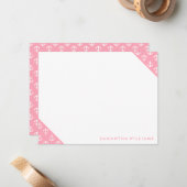 Roze Anchors Patroon Aangepaste notitiekaarten Notitiekaartje (Voorkant / Achterkant in situ)