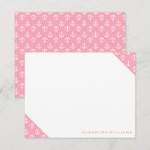 Roze Anchors Patroon Aangepaste notitiekaarten Notitiekaartje (Voorkant / Achterkant)