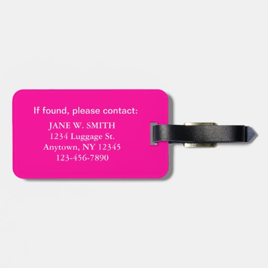 Roze Andere Zwarte Zak Bagage Label (Achterkant horizontaal)