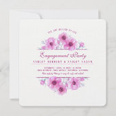 Roze anemon florale waterverf verloving kaart (Voorkant)