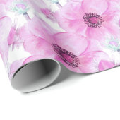 Roze anemone botanische waterverf art. rap cadeaupapier (Rol Hoek)