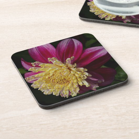 Roze Anemone Dahlia Bloom Bloemen Bier Onderzetter (Linkerzijde)