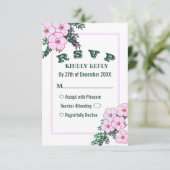 Roze Anemone Greenery Floral Wedding RSVP-kaart (Staand voorkant)