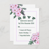 Roze Anemone Greenery Floral Wedding RSVP-kaart (Voorkant / Achterkant)