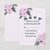 Roze Anemone Greenery Floral Wedding RSVP-kaart Kaart (Voorkant / Achterkant)