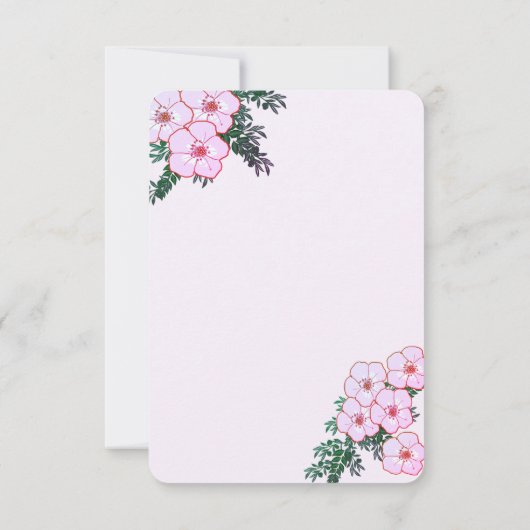 Roze Anemone Greenery Floral Wedding RSVP-kaart Kaart (Achterkant)