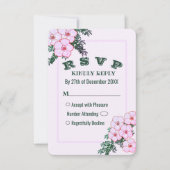 Roze Anemone Greenery Floral Wedding RSVP-kaart Kaart (Voorkant)