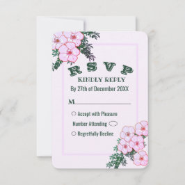 Roze Anemone Greenery Floral Wedding RSVP-kaart Kaart