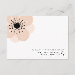 Roze Anemone Modern Wedding R.S.V.P. RSVP Kaartje