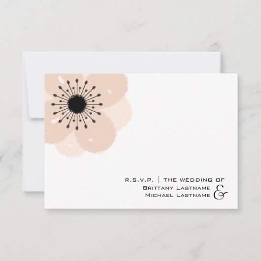 Roze Anemone Modern Wedding R.S.V.P. RSVP Kaartje (Voorkant)