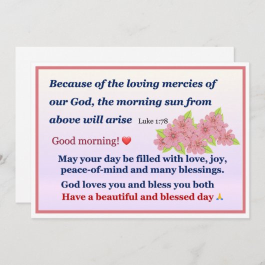 Roze Anemone Morning Blessenkaart (Voorkant / Achterkant)