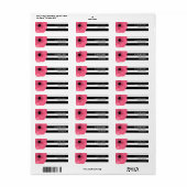Roze Anemone+ Strepen Adreslabel Etiket (Full Sheet)