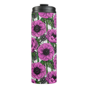 Roze anemone tuin thermale tumbler thermosbeker