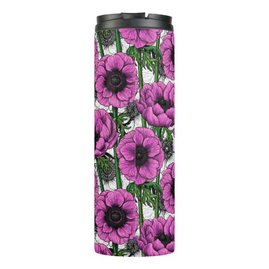 Roze anemone tuin thermale tumbler thermosbeker (Achterkant)
