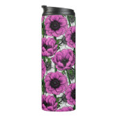 Roze anemone tuin thermale tumbler thermosbeker (Geroteerd rechts)