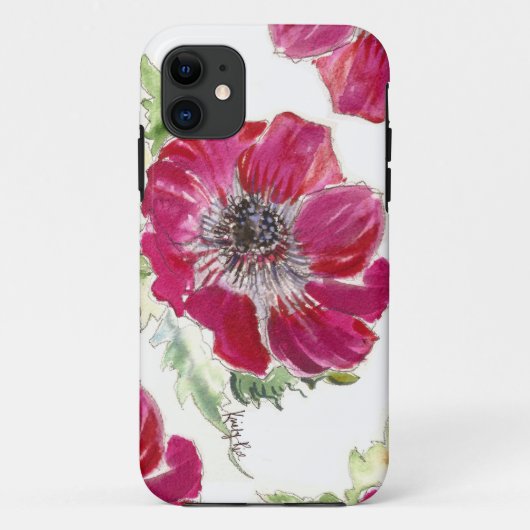 Roze Anemone Waterverf iPhone case (Achterkant)