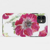 Roze Anemone Waterverf iPhone case (Achterkant (horizontaal))