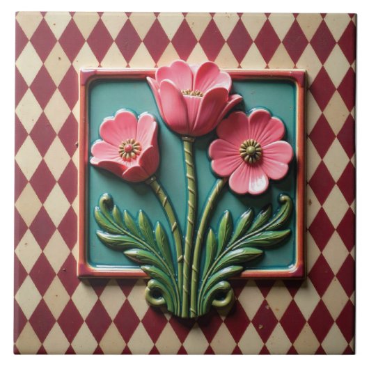 Roze Anemonen van Argyle Tegeltje (Voorkant)