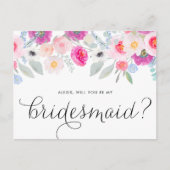  roze anemonen zullen je mijn Bridesmaid zijn Uitnodiging Briefkaart (Voorkant)