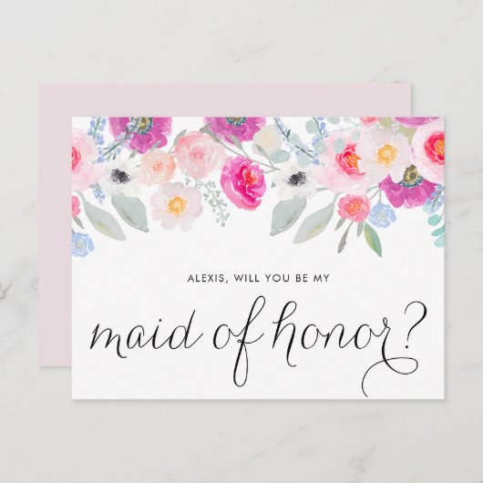 roze anemonen zullen je mijn eerbetoon zijn uitnodiging briefkaart (Voorkant / Achterkant)