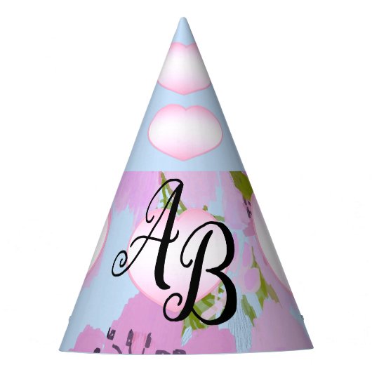 Roze anemones Love Garden Party Pet Feesthoedjes (Voorkant)