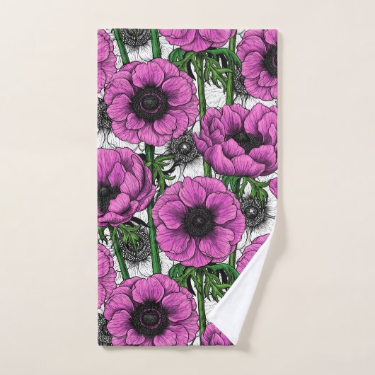 Roze anemontuin bad handdoek (Handdoek)