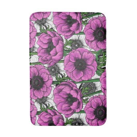 Roze anemontuin badmat (Voorkant Verticaal)