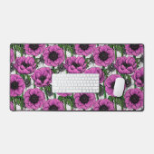 Roze anemontuin bureaumat (Keyboard & Muis)