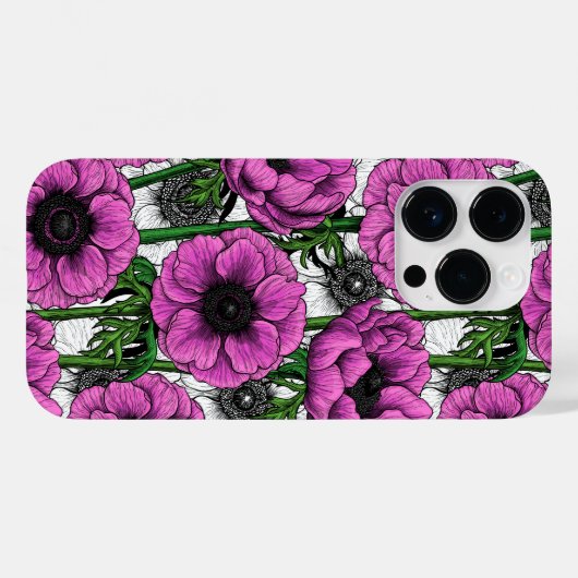 Roze anemontuin Case-Mate iPhone case (Achterkant (horizontaal))