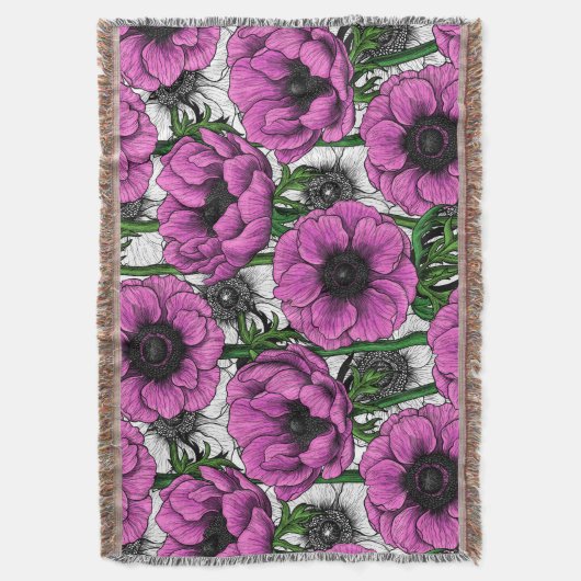 Roze anemontuin deken (Voorkant Verticaal)