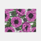 Roze anemontuin fleece deken (Voorkant (Horizontaal))