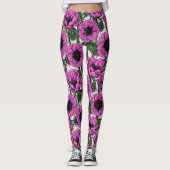 Roze anemontuin leggings (Voorkant)