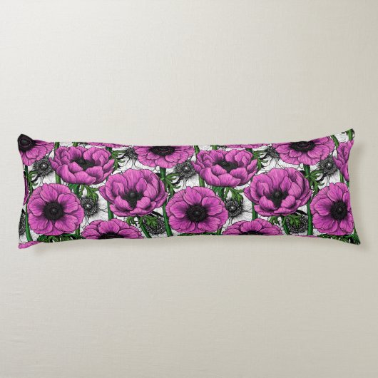 Roze anemontuin lichaamskussen (Achterkant)