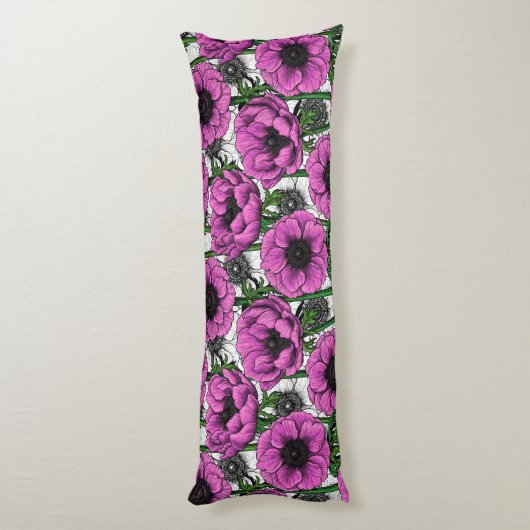 Roze anemontuin lichaamskussen (Achterkant (Verticaal))