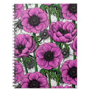 Roze anemontuin notitieboek