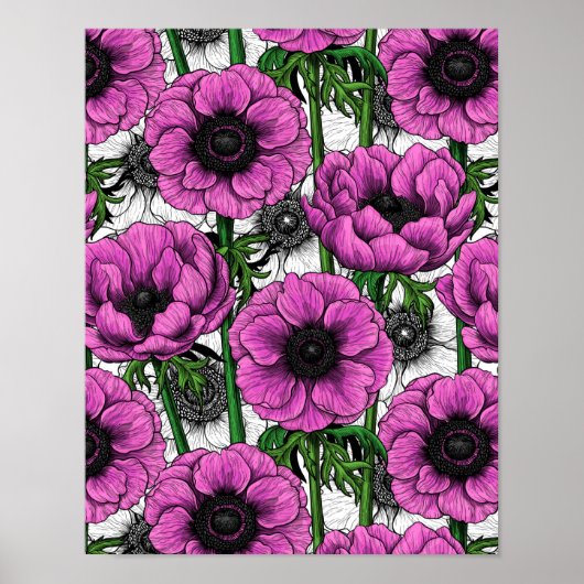 Roze anemontuin poster (Voorkant)
