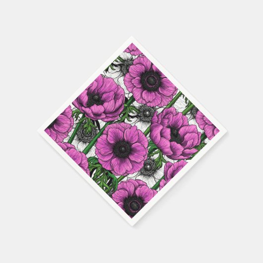 Roze anemontuin servet (Hoek)