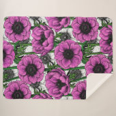 Roze anemontuin sherpa deken (Voorkant (horizontaal))