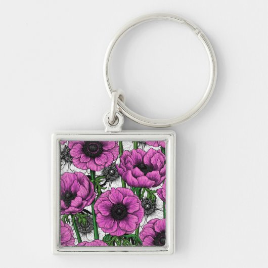 Roze anemontuin sleutelhanger (Voorkant)