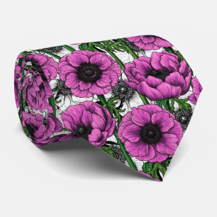 Roze anemontuin stropdas