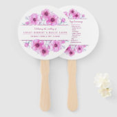 Roze anemoon bloem kunst ceremonie bruiloft fans handwaaier (Voorkant en achterkant)